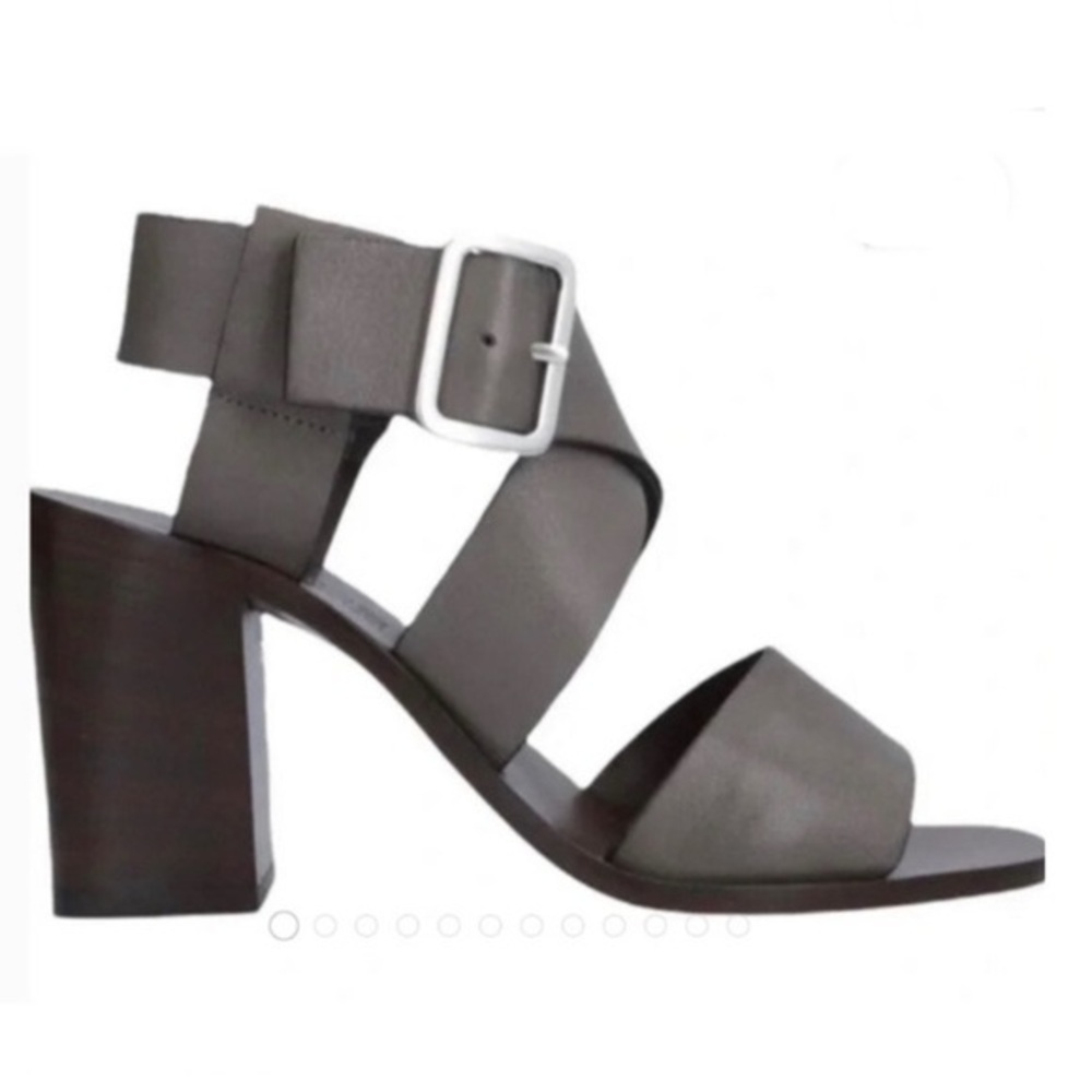 Boemos Gray Italian Leather Block Heel Sandals